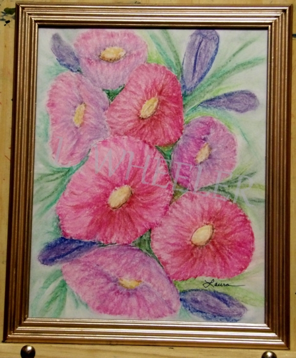 Blushing Blossoms Chalk Painting by Laura Wheeler