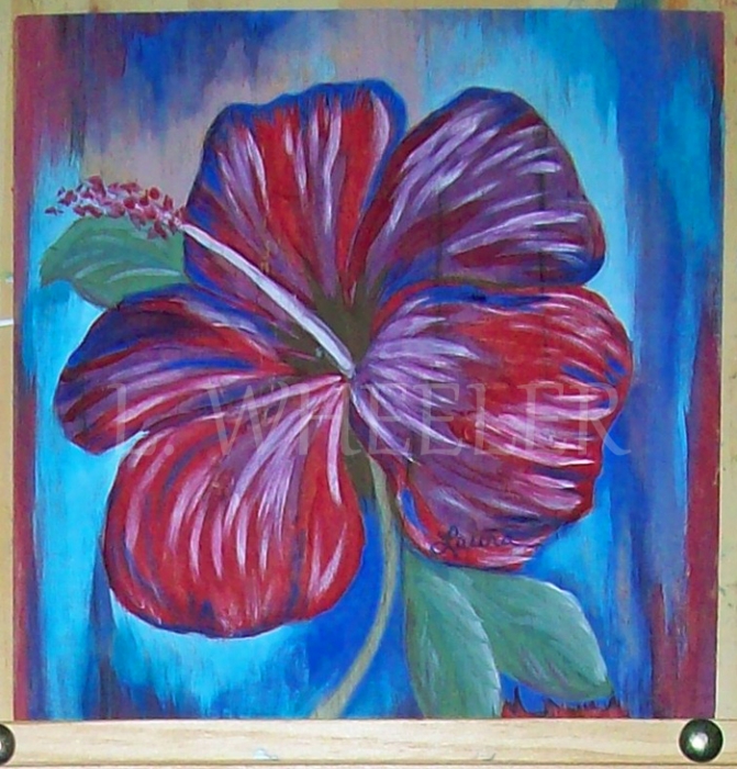Tropical Hibiscus Gouache Watercolor Painting by Laura Wheeler