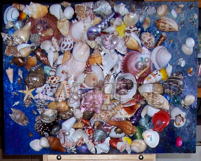 High Tide Painting With Seashells by Laura Wheeler