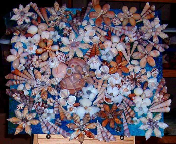 Lost In The Garden Painting With Seashells by Laura Wheeler