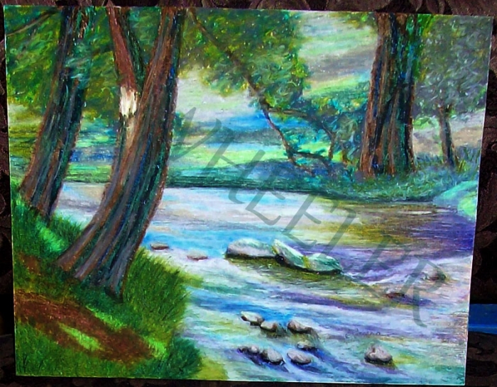 Meander Oil Pastel Painting by Laura Wheeler