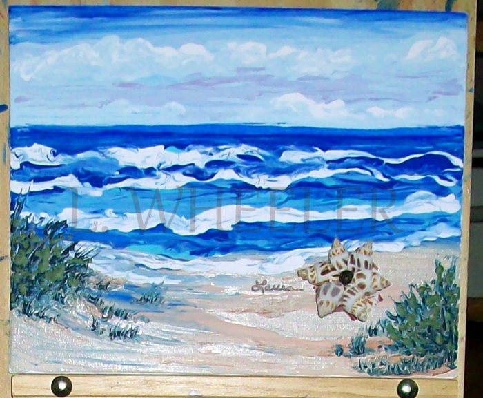 Where Sand Ends Acrylic And Seashell Painting by Laura Wheeler