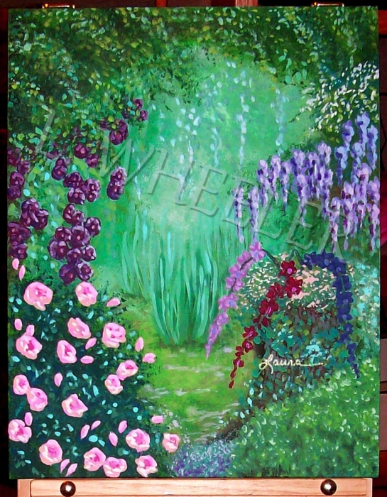 Acrylic Batched Floral Gardens 8X10 SAMPLE Painting by Laura Wheeler