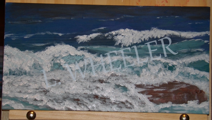 Wave On Acrylic Painting by Laura Wheeler