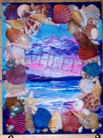 Beached Acrylic And Seashell Painting by Laura Wheeler