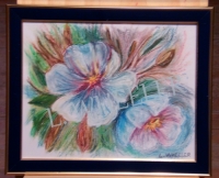 Blue Mood Oil Pastel Painting by Laura Wheeler