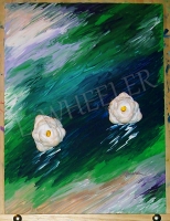Water Lily Seashell Puddle SAMPLE PAINTING by Laura Wheeler