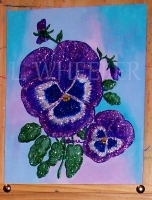 Sugared Pansies Acrylic and Glitter Painting by Laura Wheeler