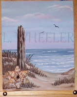 Shell Beach Acrylic And Seashell Painting by Laura Wheeler