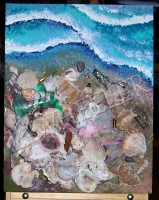 Trashed Acrylic and Seashell Painting by Laura Wheeler