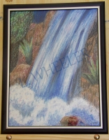 Water Force Oil Pastel Painting by Laura Wheeler