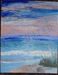 Puddle Paint Beaches 8X10 SAMPLE PAINTING by Laura Wheeler