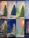 Christmas Trees Package Of 10 Acrylic Paintings by Laura Wheeler